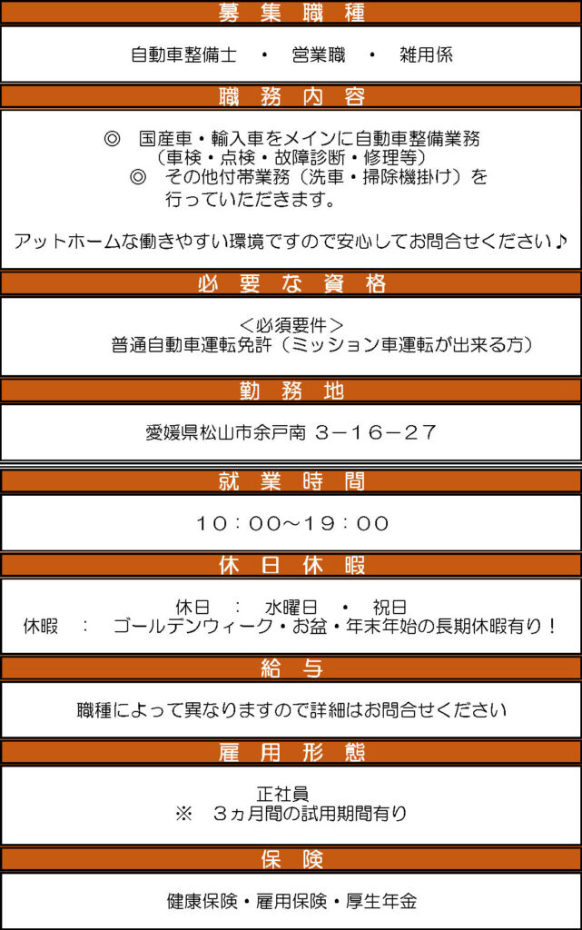 セブンオート求人募集内容